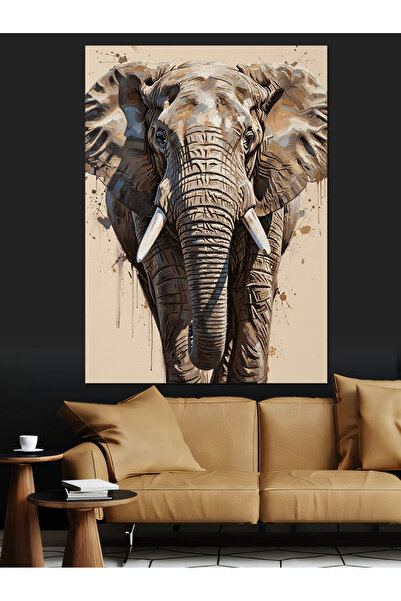 KanvasSepeti Elefant mare, pictură în ulei de înaltă calitate, texturat Pânză...