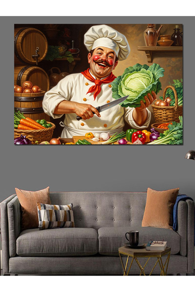 Artmeg Cook Chef Prepares Meals with Vegetables Decorative Canvas - Mdf Wood ...