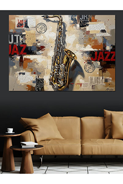 KanvasSepeti μπλε κοβαλτίου σαξόφωνο Μουσική Υψηλής ποιότητας ελαιογραφία Με ...