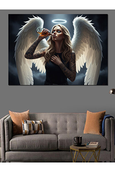 KanvasSepeti Băutură în întuneric Pictură în ulei de înaltă calitate d textur...