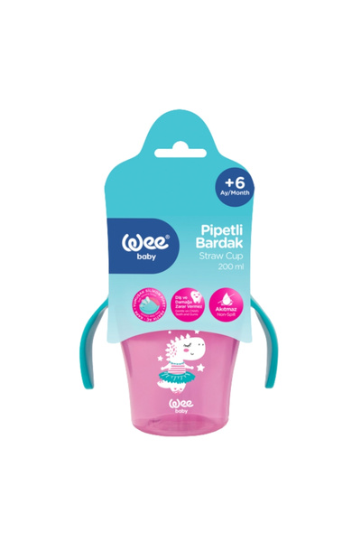 Wee Baby 221 Glass with Straw 12 Months+ 200 ml - Pink