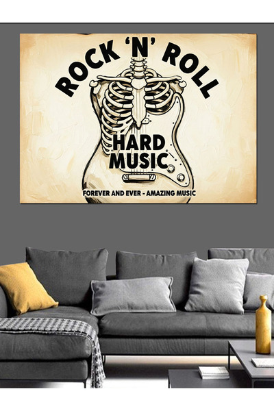Artmeg Διακοσμητικός καμβάς Rock'N Roll Kemik T-Shirt - Ξύλινος πίνακας από MDF