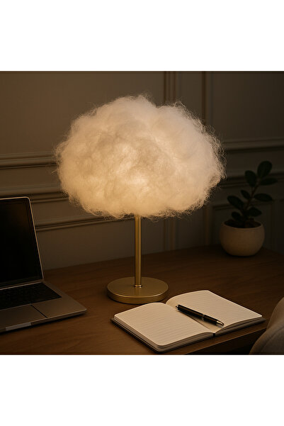 Ağış Elektrik Pofuduk Elyaf Bulut Masa Lambası – Sıcak Beyaz Işık – Dekoratif Gece Lambası