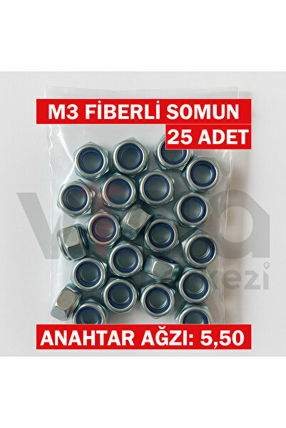 vida merkezi yapıları birleştiren güç M3 Fiberli Somun 25’li – Çinko Kaplı