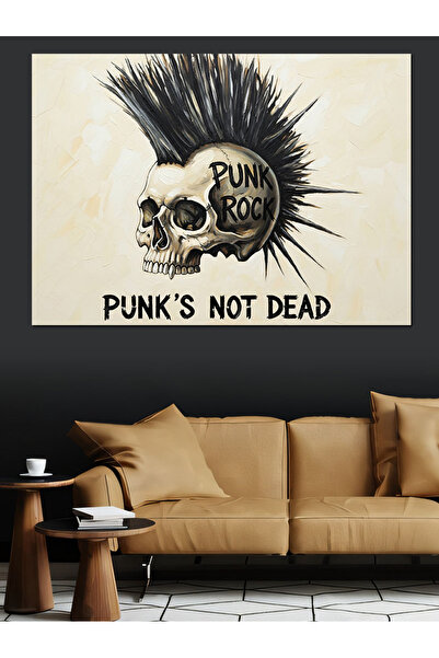 Artmeg Pânză decorativă cu imagine de craniu punk rock - Tablou din lemn MDF