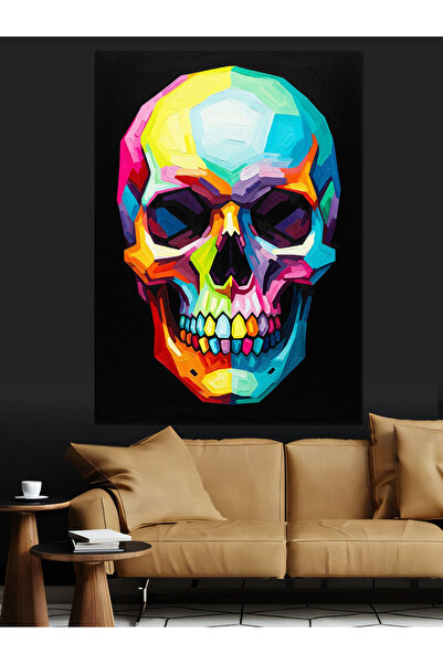 KanvasSepeti Linie colorată Pictură în ulei de înaltă calitate texturat Pânză...