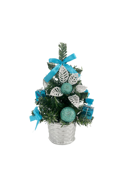 Christmas Magic Decorated Table Tree Turquoise 20cm