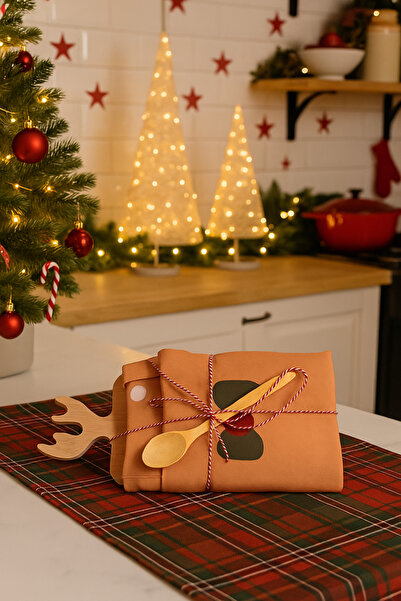 GİFTPİLLOWSS لوحة عرض الهدايا ذات طابع العام الجديد ومريلة المطبخ