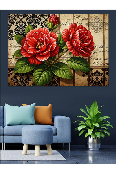 KanvasSepeti Flori de trandafir Pictură în ulei de înaltă calitate texturat C...