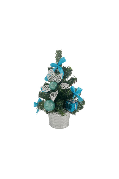 Christmas Magic Decorated Table Tree Turquoise 20cm