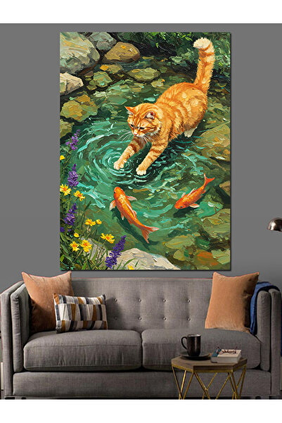 KanvasSepeti Zıplayan Orange Pictură în ulei de înaltă calitate texturat Canv...