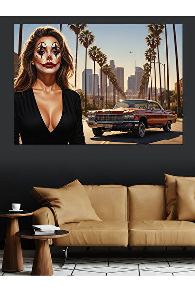 KanvasSepeti Gülen Palyaço Pictură în ulei de înaltă calitate texturat Canvas...