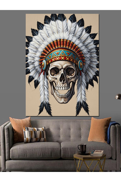 KanvasSepeti Pictură în ulei de înaltă calitate cu capete de pene texturat Ca...