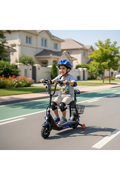 Generic Mini Electric Scooter 36V with Rear Basket and Support Wheels S36ML