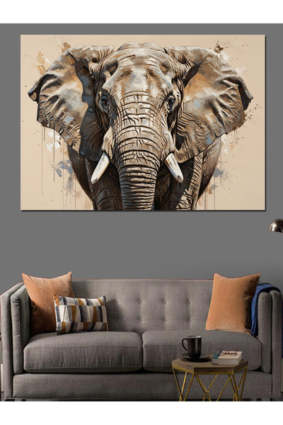 Artmeg Pânză decorativă Portret Elefant Maro - Tablou din lemn MDF