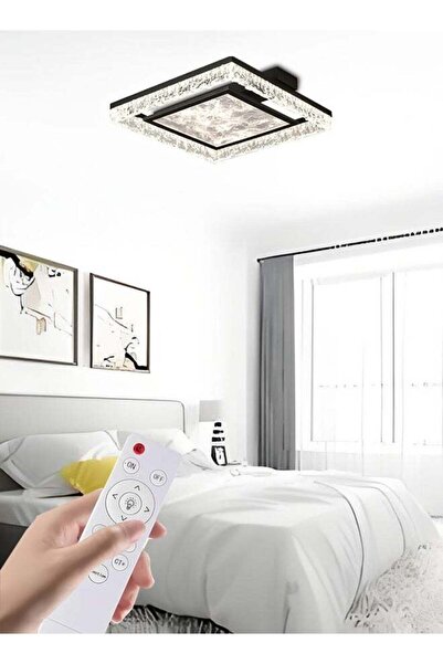 Generic Italian-style square LED bedroom ceiling lamp with ice-crack pattern