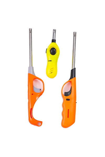 Super Quality Gas Ignition Lighter with Butane Cartridge, Pack of 2 Lighters and 1 Cartridge- Orange