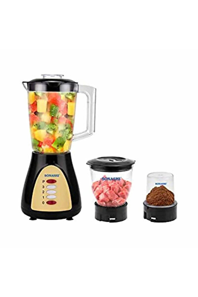 sonashi 3 in 1 Blender Mixer Grinder with Overheating Protection 1.5L Unbreakable Jar, Chopping Cup,
