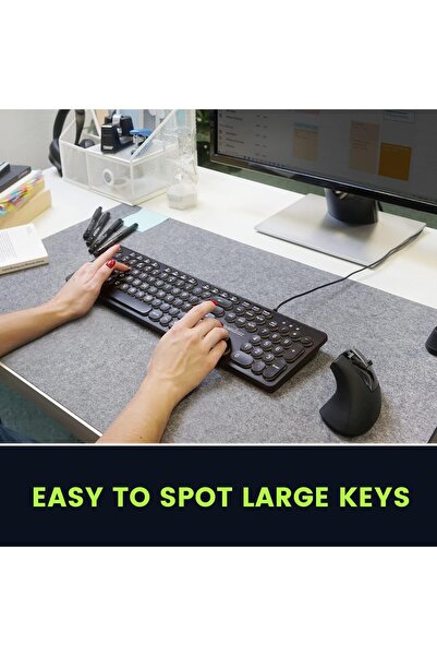 Perixx PERIBOARD-317R Wired Backlit USB Keyboard - Big Print - Tri-Color LED - US English