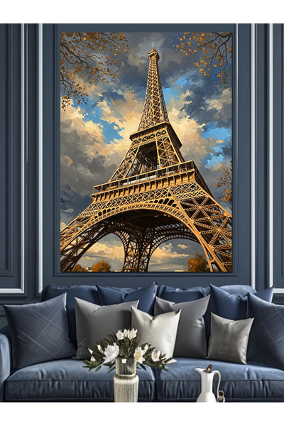 KanvasSepeti Turnul Eiffel Pictură în ulei de înaltă calitate texturat Canvas...