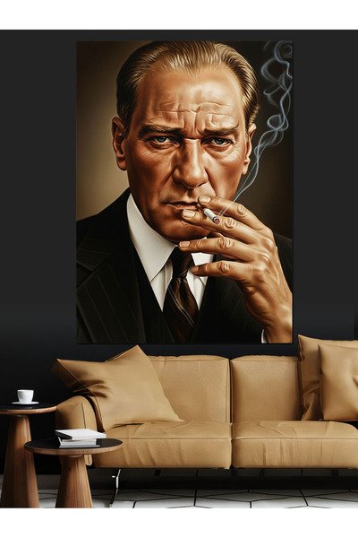 KanvasSepeti Mustafa Kemal Pictură în ulei de înaltă calitate texturat Canvas...