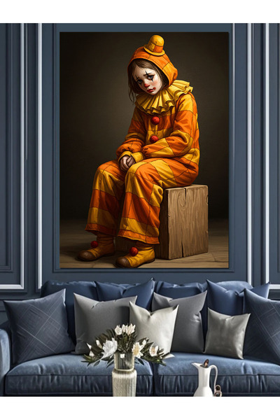 KanvasSepeti Κουρασμένος Κλόουν Υψηλής ποιότητας ελαιογραφία Με υφή Καμβάς Κα...