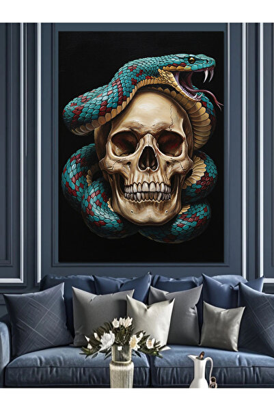 KanvasSepeti Blue with Snake Pictură în ulei de înaltă calitate texturat Canv...