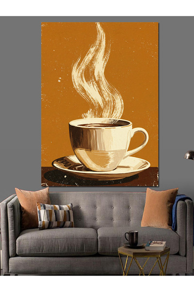 KanvasSepeti Ceașcă de cafea Pictură în ulei de înaltă calitate texturat Canv...