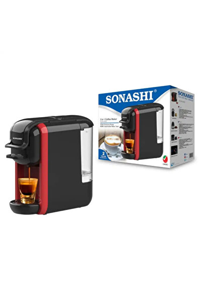 sonashi SCM4969 3 in 1 Electric Coffee Maker 1450W With 600ml Detachable Water Tank- Red And Black