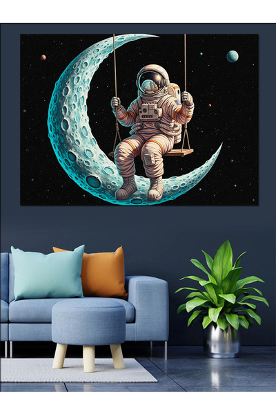 KanvasSepeti Klucanje na Mesecu Visokokvalitetna uljana slika Teksturirano Um...