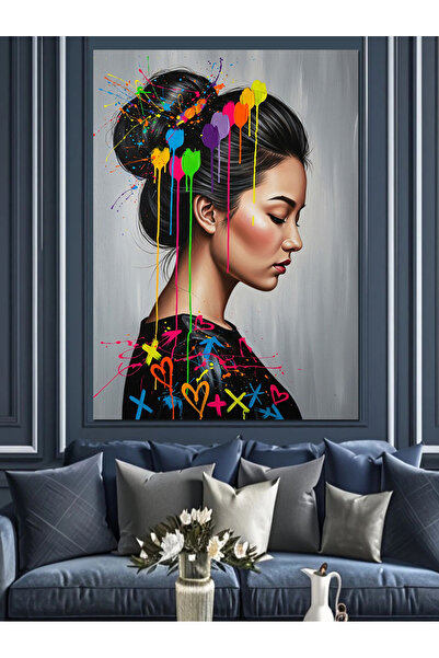 KanvasSepeti Πολύχρωμα μαλλιά Υψηλής ποιότητας ελαιογραφία Με υφή Καμβάς Καμβ...