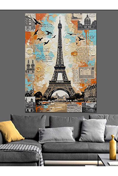 Artmeg Pânză decorativă cu artă graffiti Turnul Eiffel - Tablou din lemn MDF
