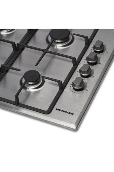 Heinner HBH-V4IWFSCIX Built-in Gas Hob, 4 Burners, Wok Burner, 58 cm, Stainless Steel