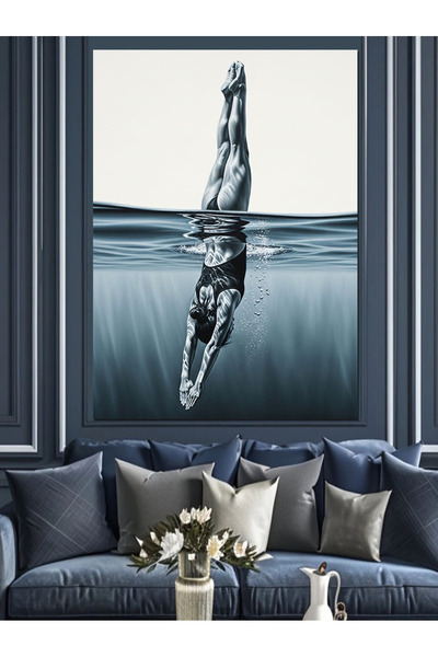 KanvasSepeti Femeie care sărită în apă Pictură în ulei de înaltă calitate tex...