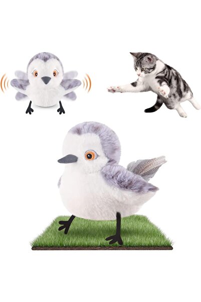NO BRAND Cat toy flapping bird, realistic sandpiper chirping, touch sensitive toy, catnip, rechargeable