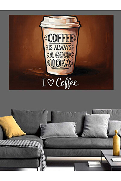 Artmeg Cana de cafea cu design grafic - Pânză decorativă - Masă din lemn MDF