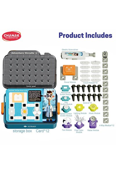 Chanak Scientific Circuits DIY STEAM Kit – 46+ Experiments Science Toy with Lights, Sound & Fan for Kids 3+