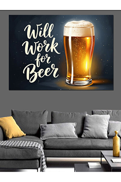 KanvasSepeti Bira Afiş Amuzant Pictură în ulei de înaltă calitate texturat Pâ...