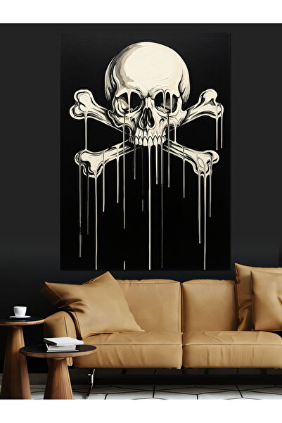 KanvasSepeti Crucifix cu craniu Pictură în ulei de înaltă calitate texturat C...