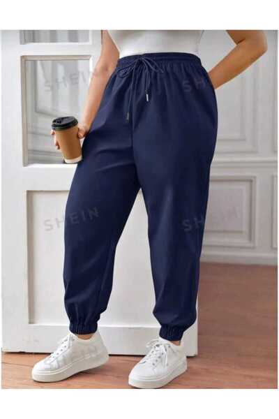 SERYY MODA Γυναικείο μπλε ναυτικό χειμερινό ύφασμα φόρμας με ελαστικό τελείωμ...