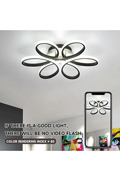 Generic Simple Modern Ceiling Lamp with LED Black Flowers for Living Room/Bedroom/Dining
