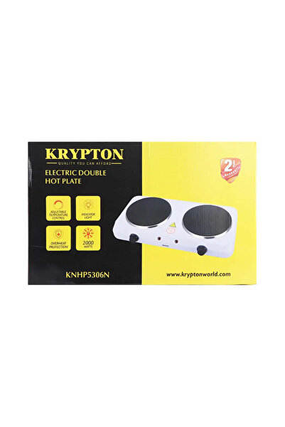 KRYPTON Electric Double Hot Plate with Overheat Protection- White