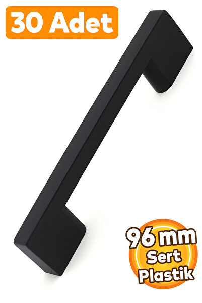 Badem10 (SERT PLASTİK) 30 Adet Köprü 96 Mm Siyah Mobilya Mutfak Çekmece Dolap...