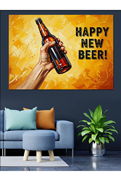 Artmeg Διακοσμητικός καμβάς Happy New Beer Celebration - Ξύλινος πίνακας από MDF