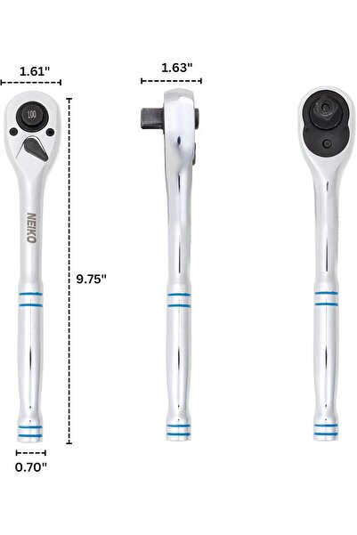 NEİKO 03117A 1/2" Ratchet Wrench, 100-Tooth Quick Release, 10" Handle