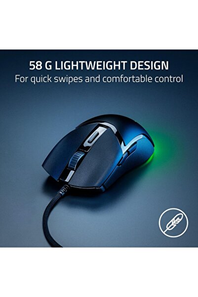 RAZER Cobra Wired Gaming Mouse — 58 g, Gen-3 Optical Switches, Chroma RGB, 8500 DPI, Speedflex Cab