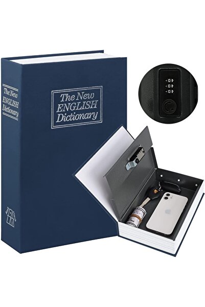 RUBIK Book Safe with Combination Lock - Navy Blue (Large)
