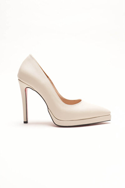 Ayakkabı Ateşi Short Platform Women's Thin Heeled Shoes Nicola Beige Skin