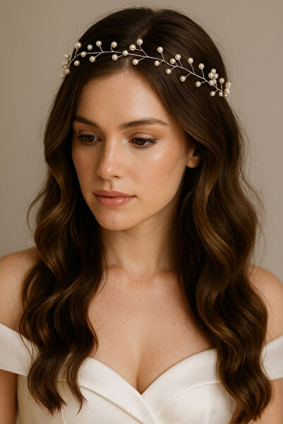 Pretty El Yapımı İnci Boncuklu Saç Aksesuarı – 40 cm İnce Dal Tasarım