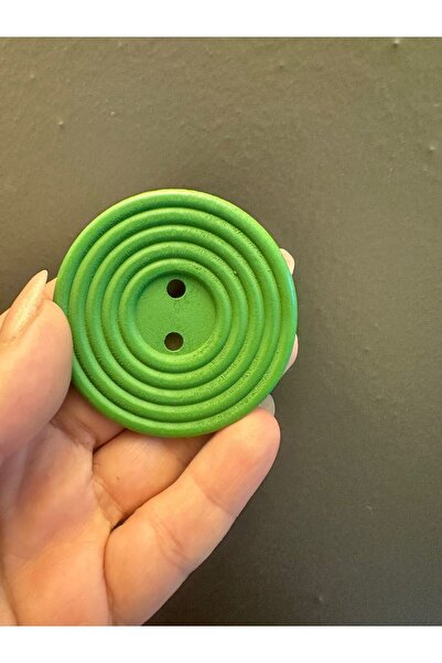 Gönülden Tasarım Wooden Single Button Diameter 6 cm Green